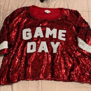 Le Lis Red Sequin 'Game Day' Crop Top